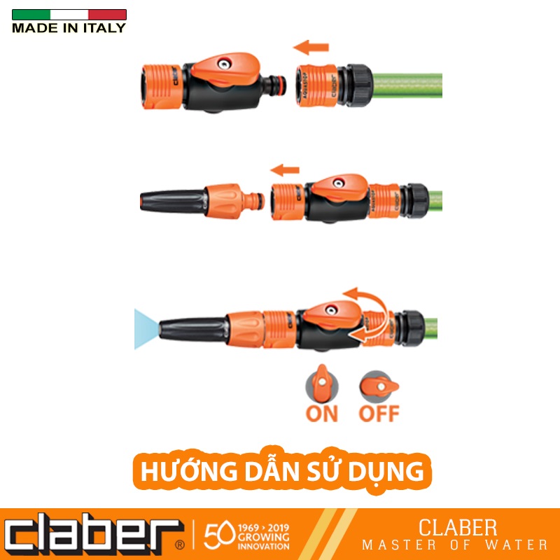 Khớp nối nhanh kèm van khóa Claber 8601