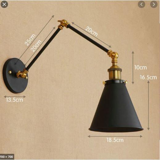 Đèn tường chao sắt thân gấp phong cách cổ điển