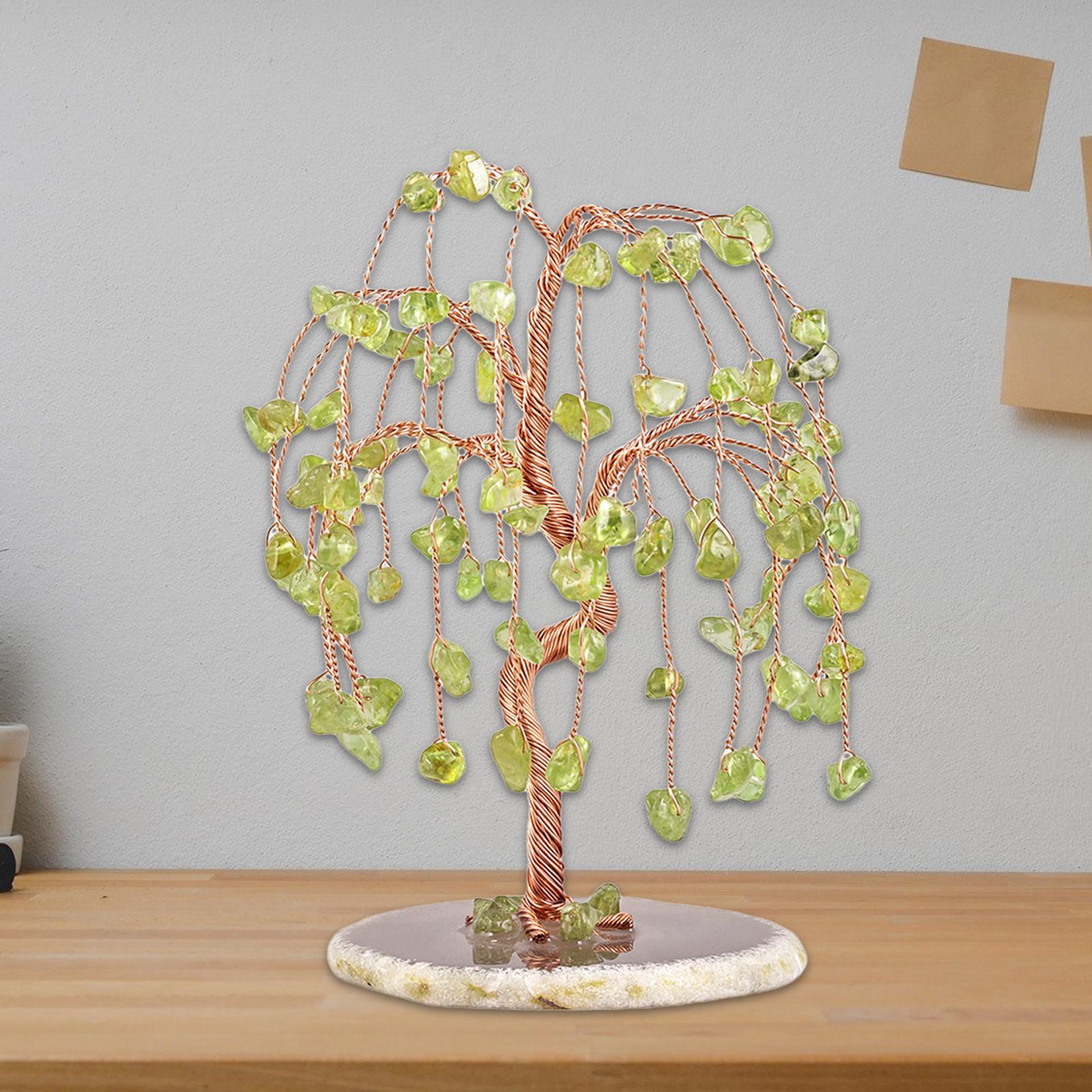 2PCS Natural Multi Stone Money Tree Handmade Ornament for Table Decorations