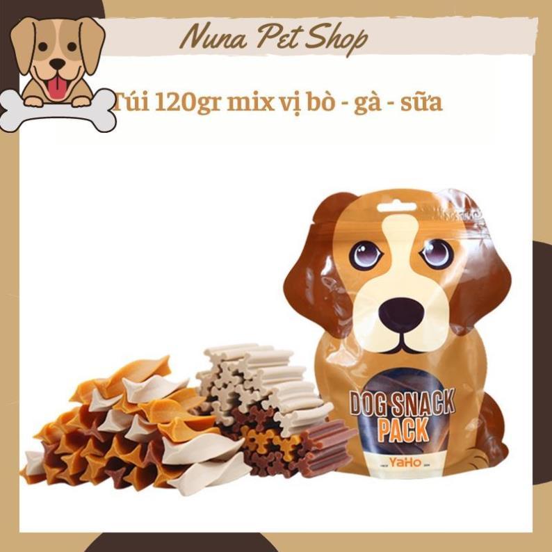 Bánh thưởng làm sạch răng, xương gặm thơm miệng cho chó Dog Snack Pack Yaho (Túi 120gr)