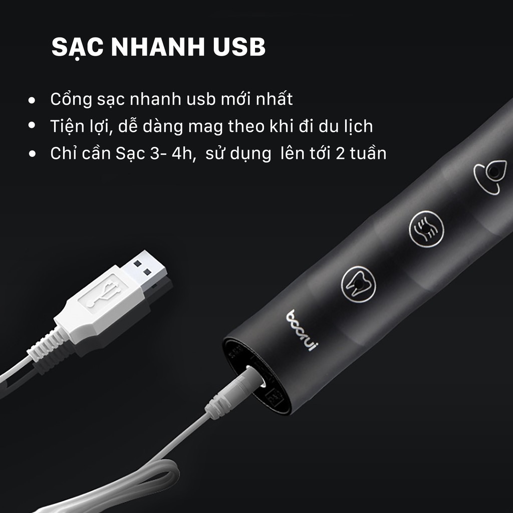 Bàn chải điện sạc USB Bàn chải đánh răng điện tự động 6 chế độ cao cấp chống nươc