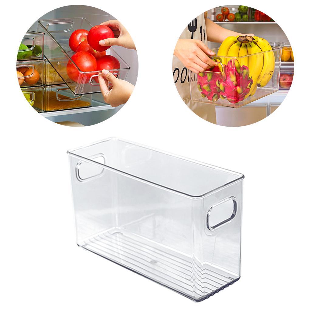 2x Clear Cabinet Fridge Freezer Food Storage Box Organizer Bins Cupboard