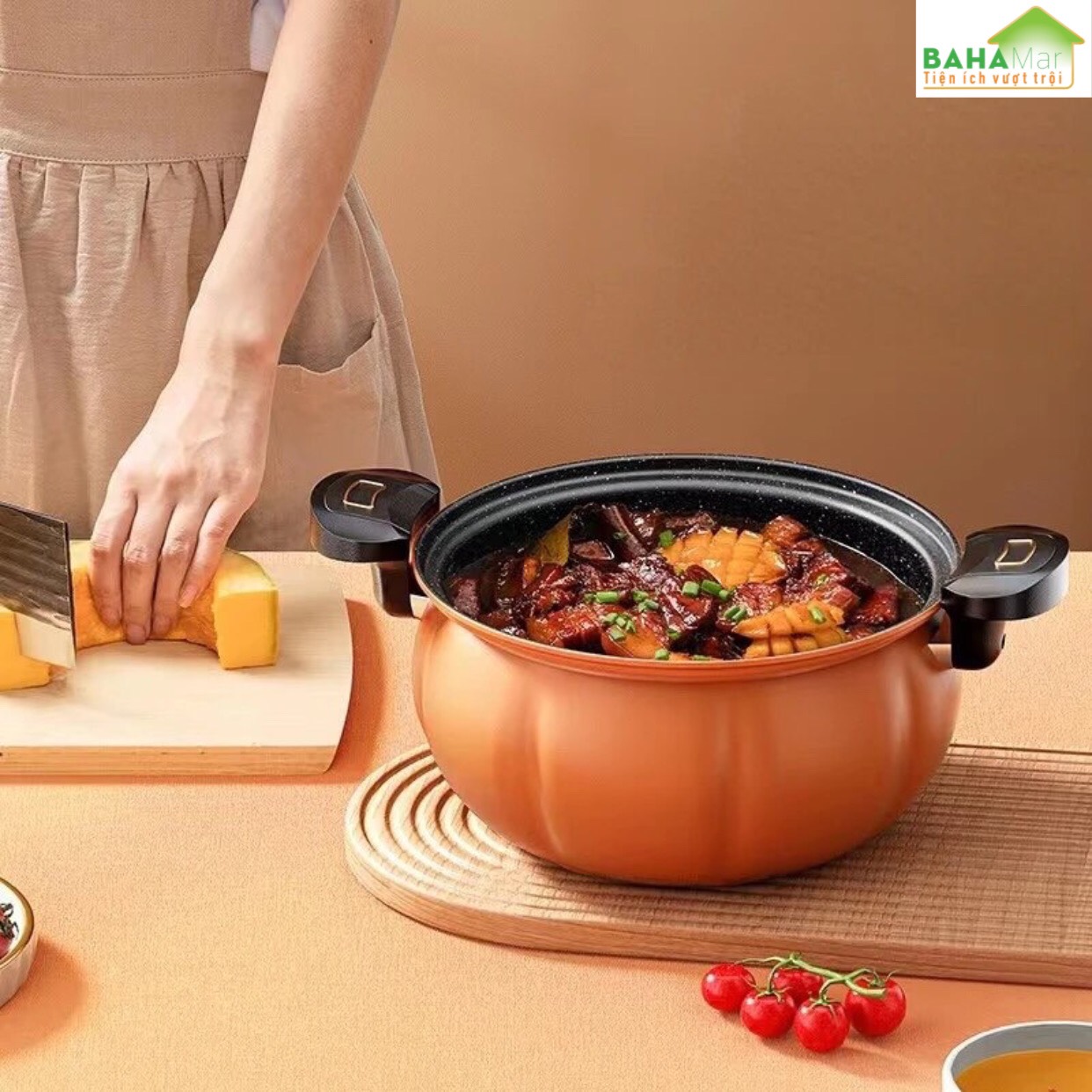 NỒI ÁP SUẤT CHỐNG DÍNH ĐA NĂNG BÍ NGÔ DUNG TÍCH 8L CÓ VỈ HẤP TIỆN DỤNG "BAHAMAR" giữ nguyên chất dinh dưỡng và làm cho chế độ ăn uống của bạn lành mạnh hơn