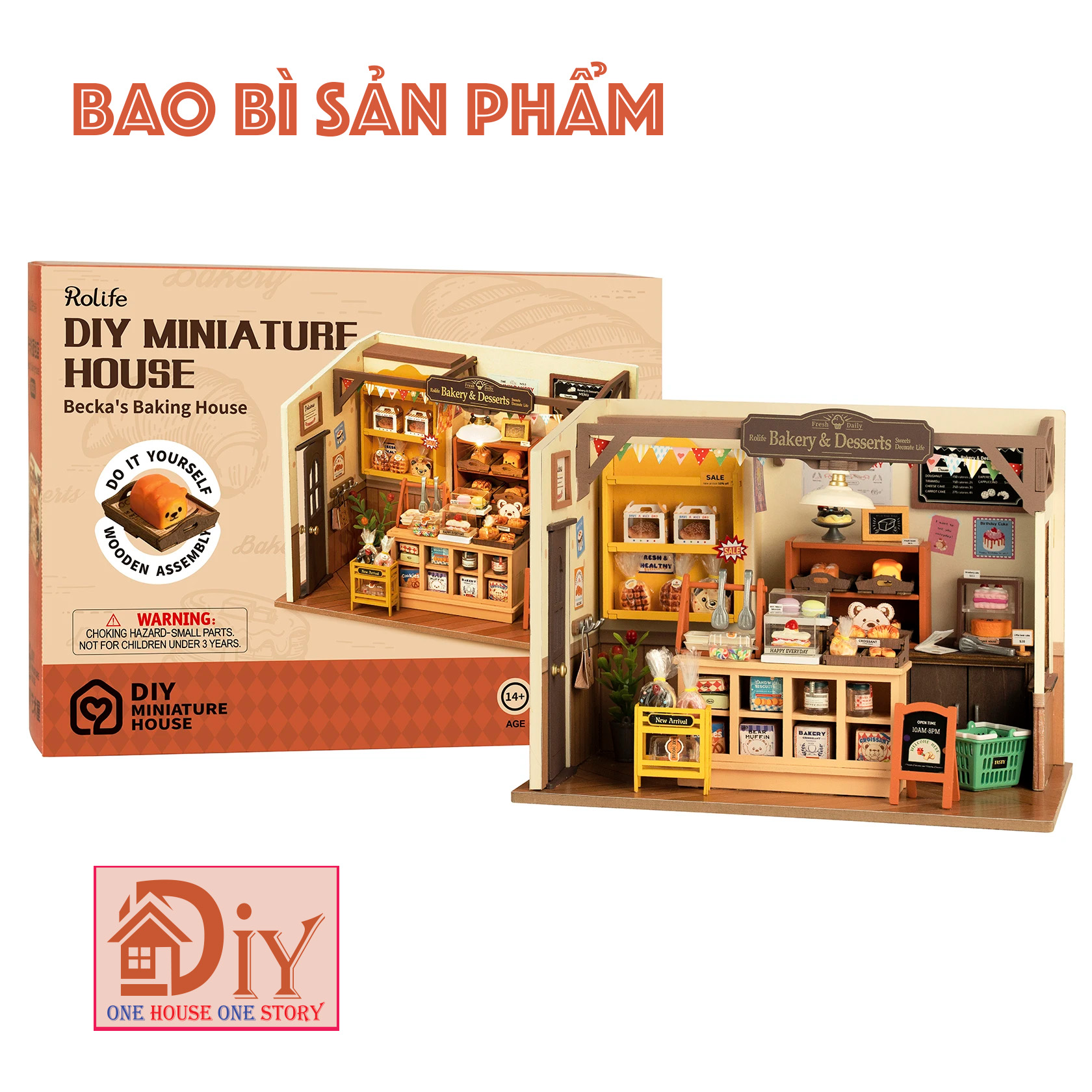 Nhà búp bê gỗ DIY Robotime Rolife | Becka's Baking House DG161 tự lắp ghép - Quà tặng trang trí sáng tạo