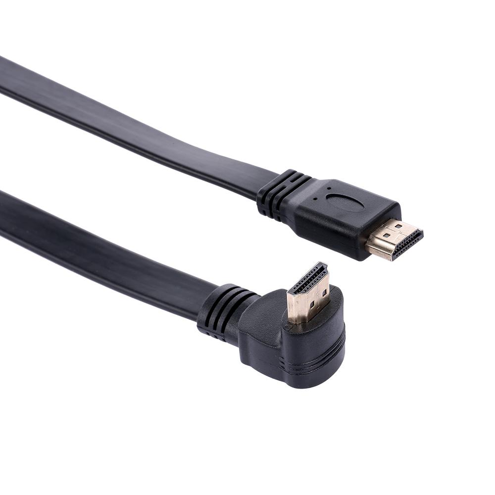 HD Cable HD Male to 90 Degree Right Angle HD Male High Speed 4K 3D Gold-plated Connectors Support 1080P for PC Laptop
