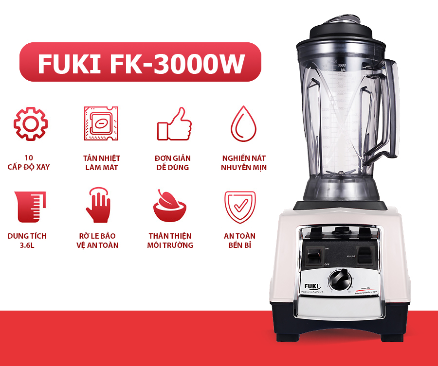 Máy xay sinh tố công nghiệp Fuki FK-3000 (3000W) - Hàng chính hãng