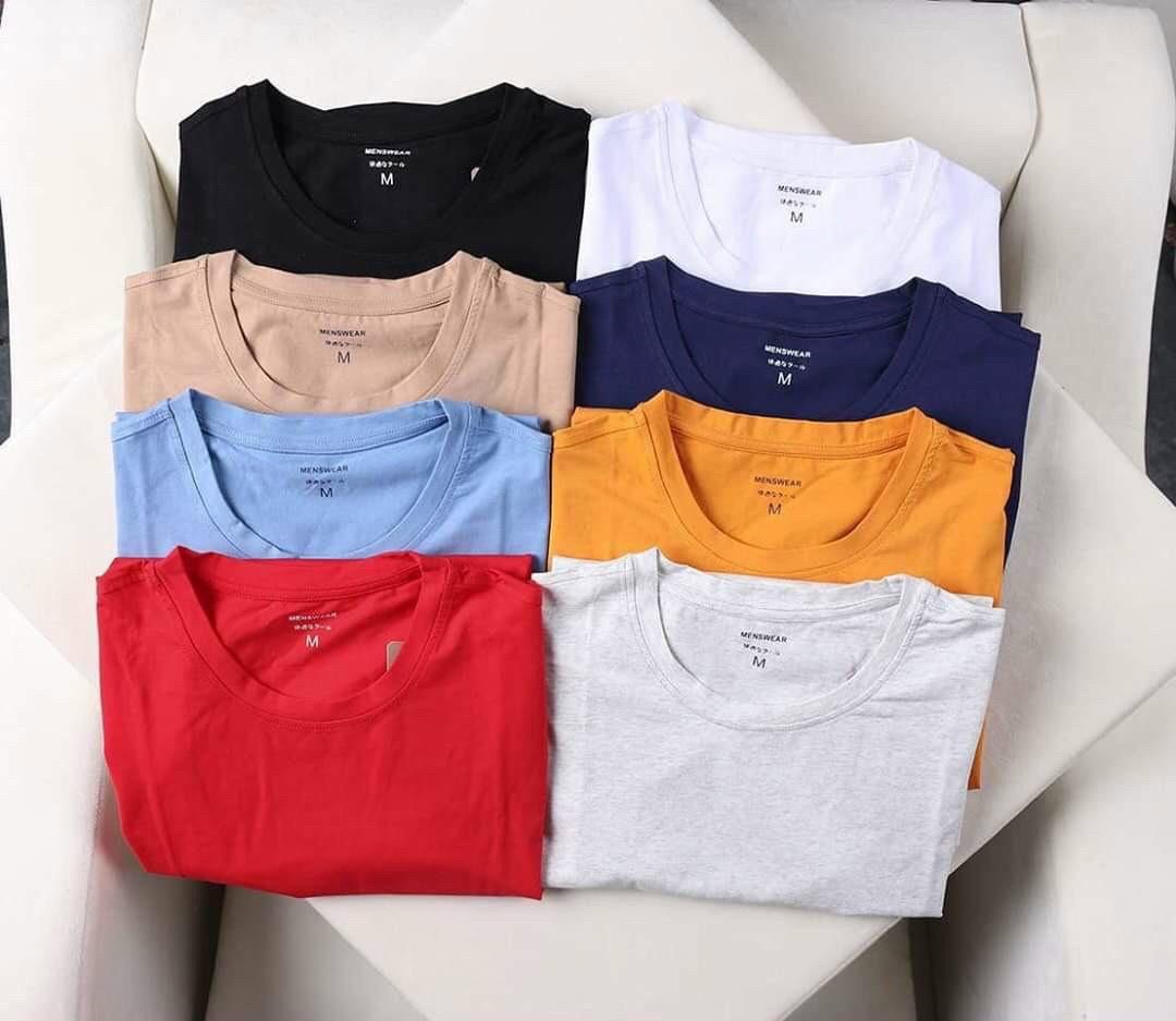 Áo thun nam, phông trơn cộc tay cotton 100% cao cấp không nhăn, không xù cho cân nặng 45 - 85kg ELEGANT MÀU TRẮNG