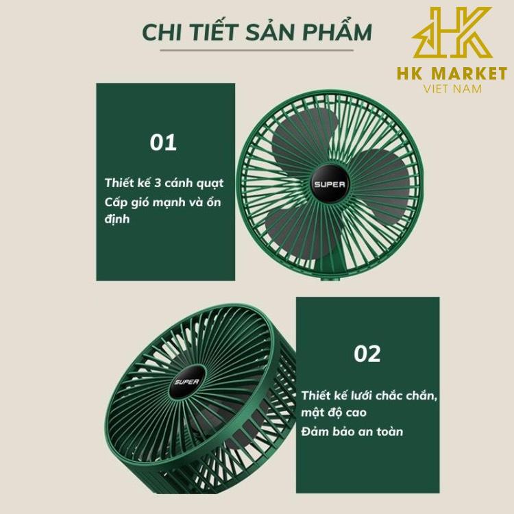 Quạt Tích Điện Mini 3 Chế Độ Để Bàn Cao Cấp Siêu Mát