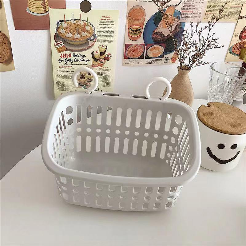 Giỏ nhựa đựng đồ đa năng có móc treo nhà tắm phòng bếp dễ thương