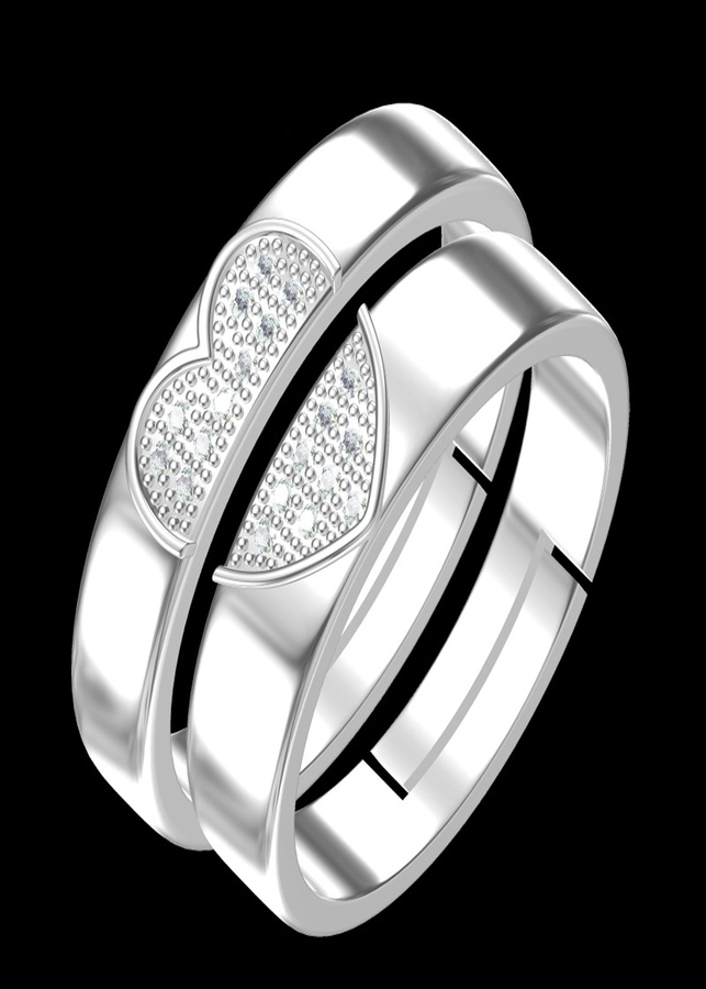 Nhẫn cặp nhẫn đôi hình nửa trái tim xinh xắn NC01