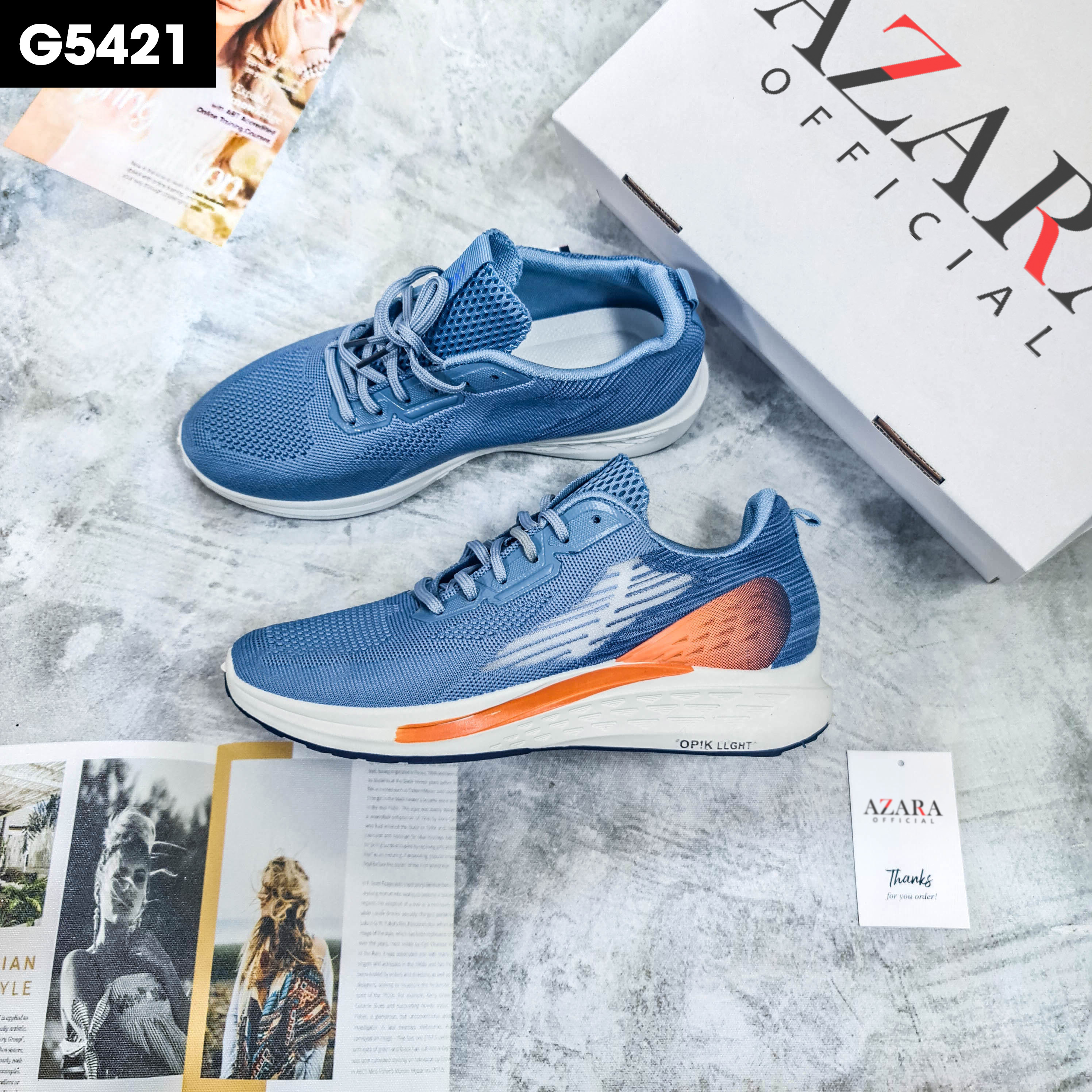 Giày Thể Thao Nam AZARA- Sneaker Màu Xanh - Đen, Giày Thiết Kế Thể Thao, Năng Động, Thoáng Khí, Chạy Bộ Thoải Mái - G5421