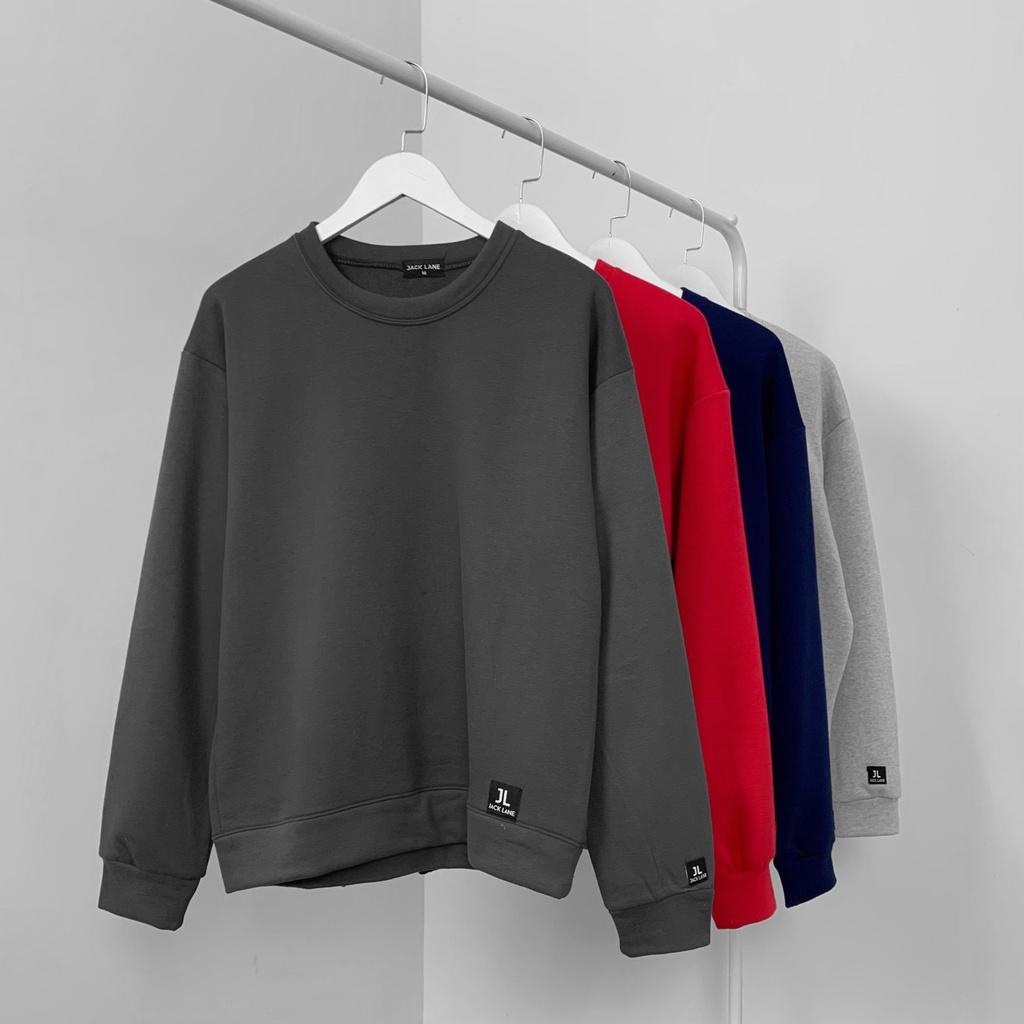 Áo nỉ Sweater oversize Basic, JACKLANE , Áo dài tay Unisex Jack Lane form rộng màu trơn