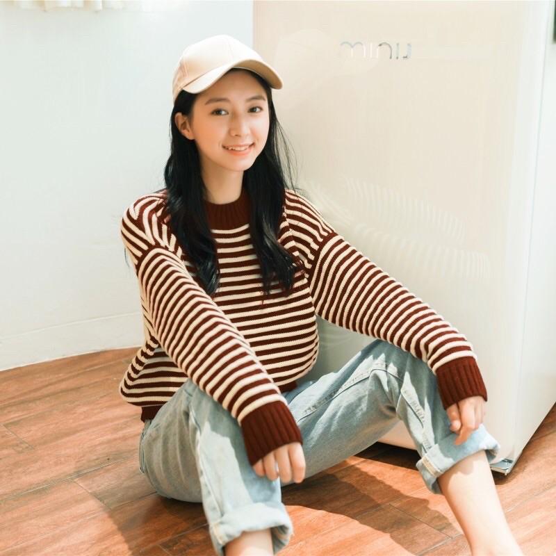 Áo len kẻ nữ Quảng Châu