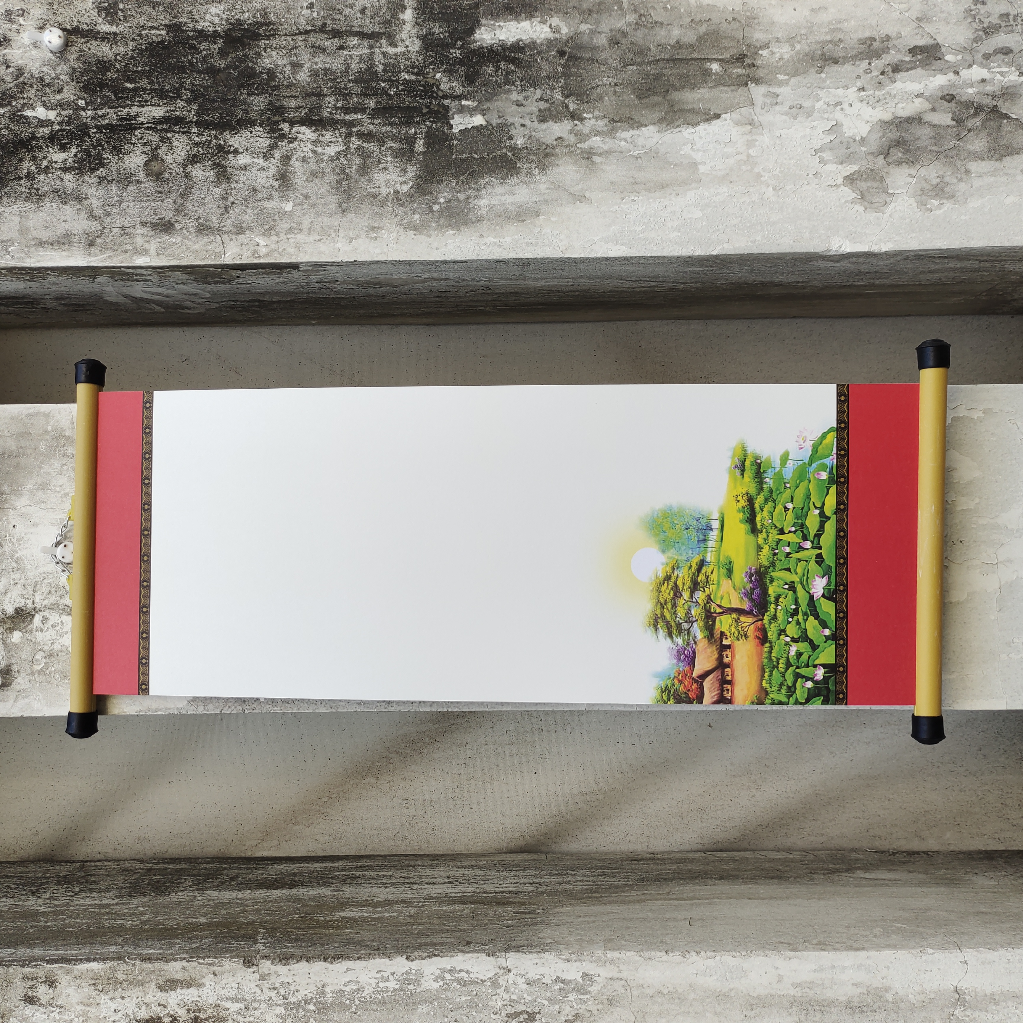 10 tờ giấy liễn viết thư pháp size 20x54cm kèm nẹp treo và in sẵn hình minh hoạ sắc nét