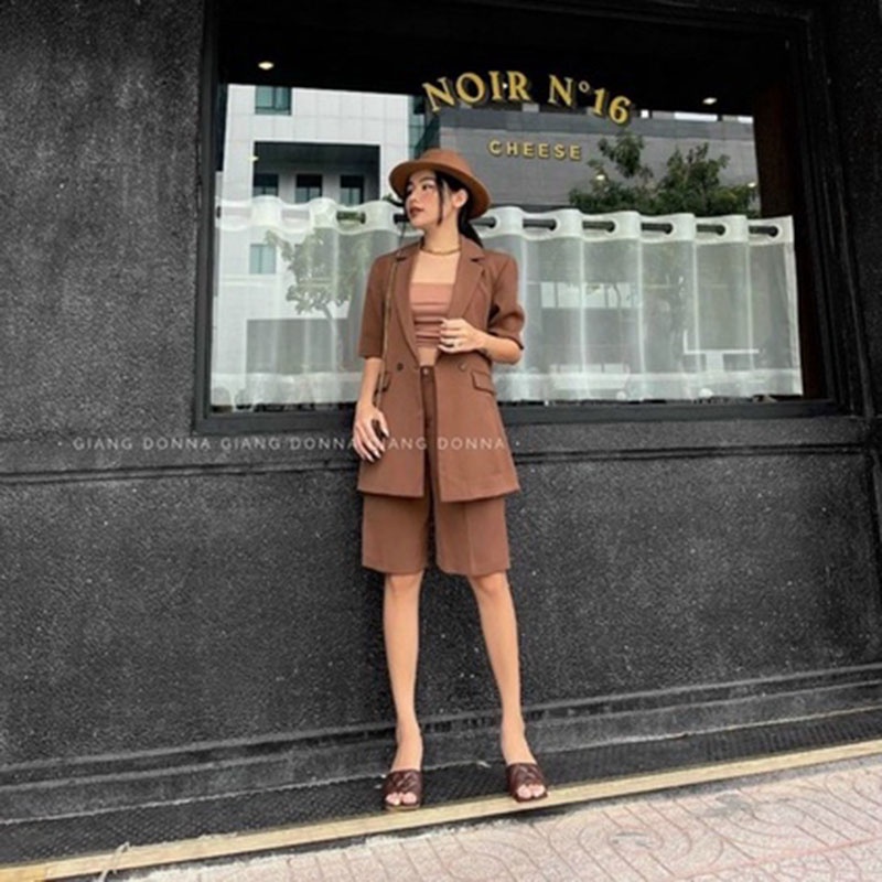 SET 3 MÓN: ÁO HAI DÂY + ÁO KHOÁC VEST + QUẦN NGỐ - HẬU NGUYỄN STORE
