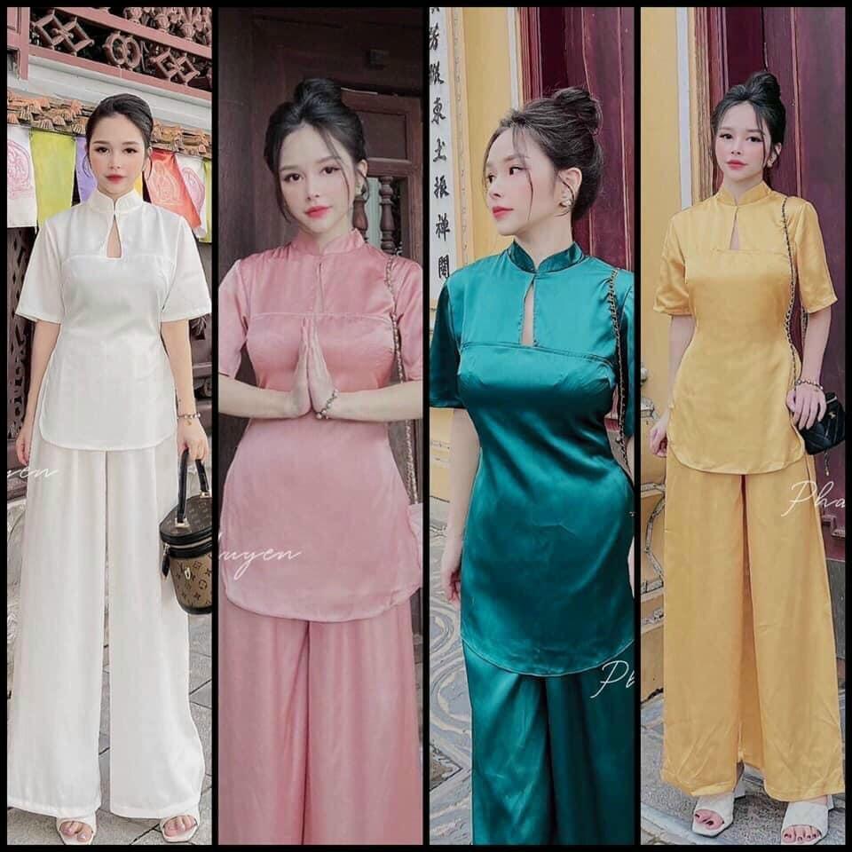 ĐỒ LAM ĐI CHÙA  Trang Nhã Vải Lụa La Tinh Giọt Nước 2021 Dành Cho Phật Tử AL005