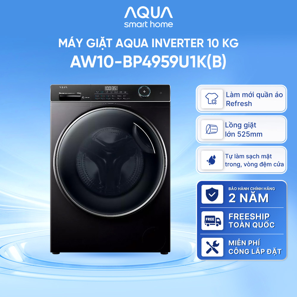 Máy giặt Aqua Inverter 10 kg AW10-BP4959U1K(B) - Bảo hành 2 năm - Hàng chính hãng