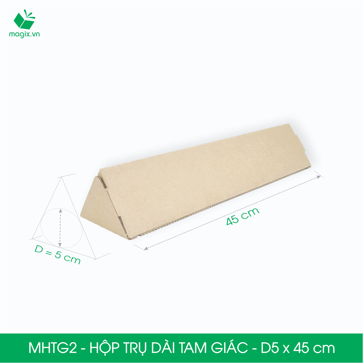 MHTG2 - D5x45 cm - 60 Hộp trụ dài tam giác thay thế ống giấy - Hộp carton đóng gói hàng