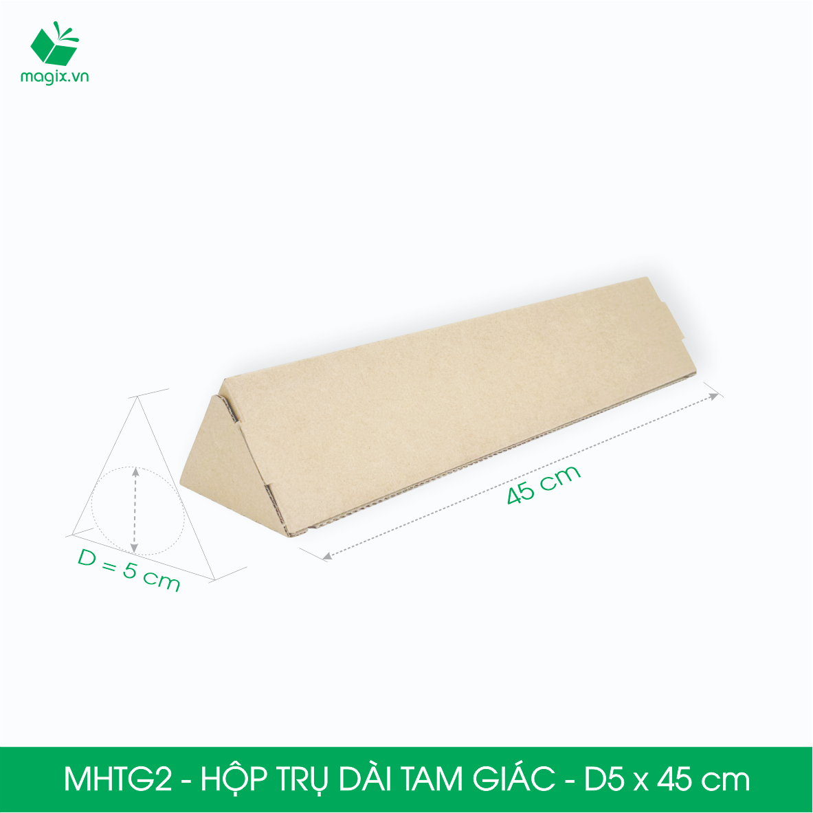 MHTG2 - D5x45 cm - 100 Hộp trụ dài tam giác thay thế ống giấy - Hộp carton đóng gói hàng