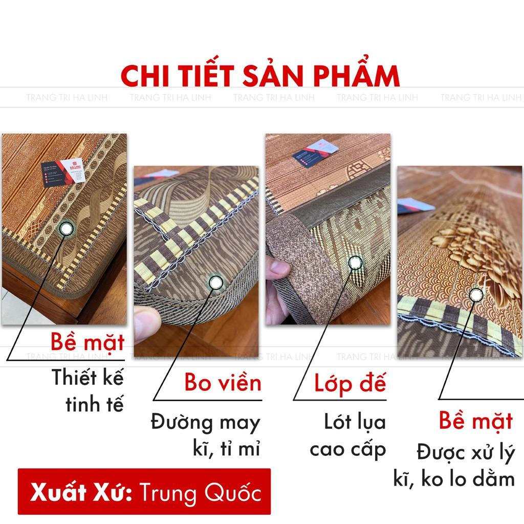 Chiếu trúc tăm vân gỗ, chiếu trúc tre in hoa cao cấp nhập khẩu mùa hè mát lạnh