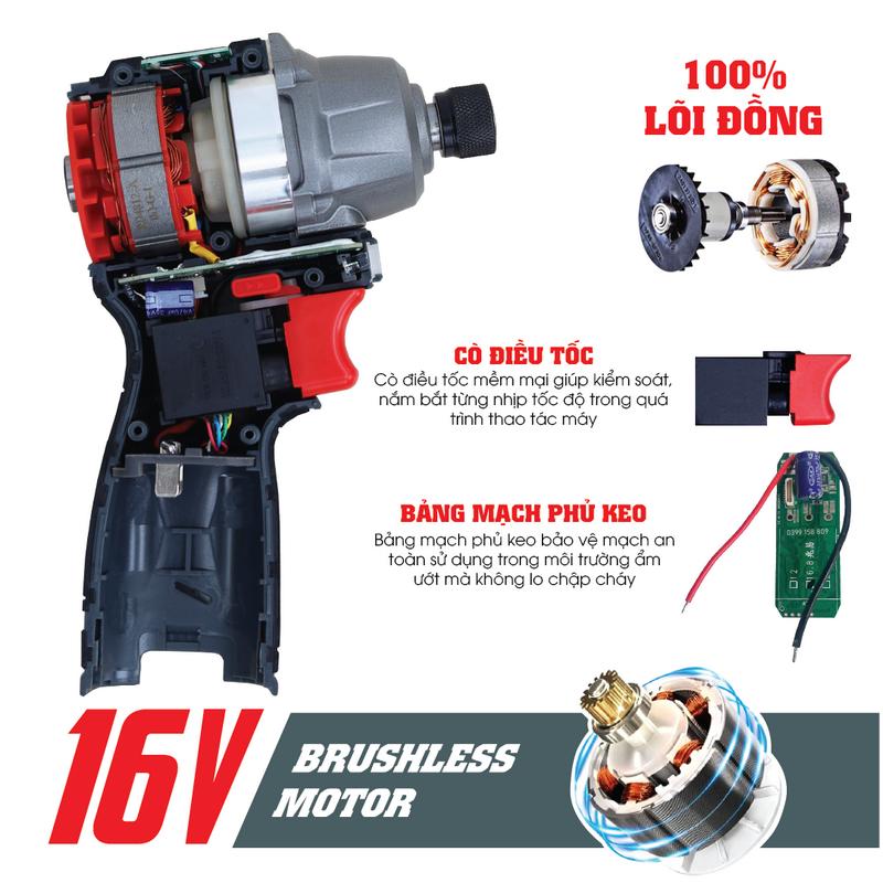 Máy Bắn Vít Workfix 150N.m - WF-SD150N - 3 Tốc Độ - Động Cơ Từ - 2 Pin 16.8V/2Ah - Đầu 1/4 - Nhỏ Gọn Chuyên Dùng Làm Nhôm Kính, Làm Mộc, Nội Thất...