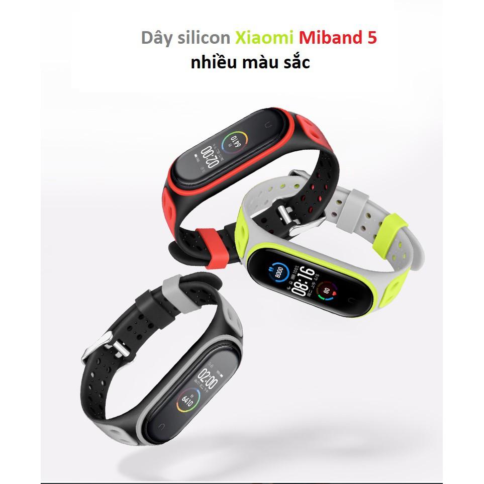 Dây Silicon cao cấp hai khóa nhiều màu sắc dành cho Xiaomi Miband 5 và Miband 6