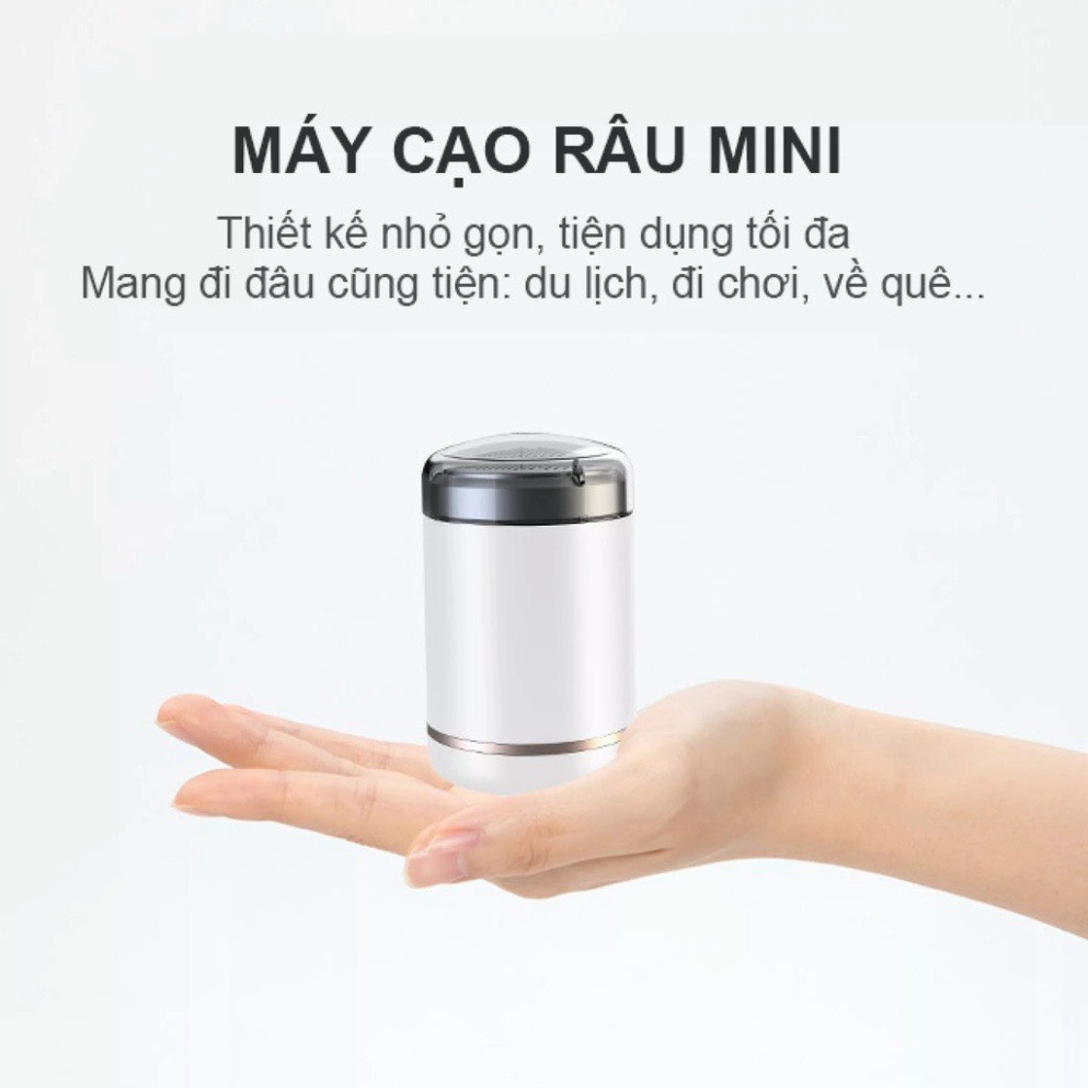 Máy cạo râu nam mini siêu nhỏ gọn, Máy cạo râu nam Chính Hãng 3 lưỡi công nghệ Nhật Bản Cạo khô, Cạo ướt đều được, Không đau rát, Sạc điện Pin khỏe