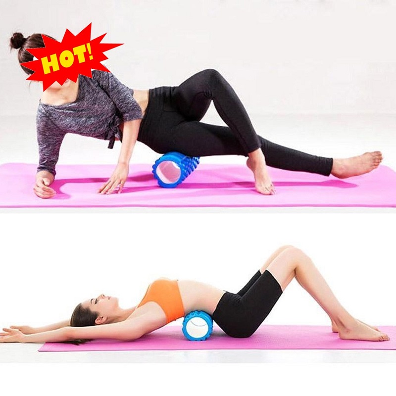 Combo 3 sản phẩm tập Yoga :1 thảm Yoga 2 lớp 6mm (tặng kèm túi ) +1 ống lăn massage hình trụ 33cm x 14cm + 1 dụng cụ tập bụng hình chữ T