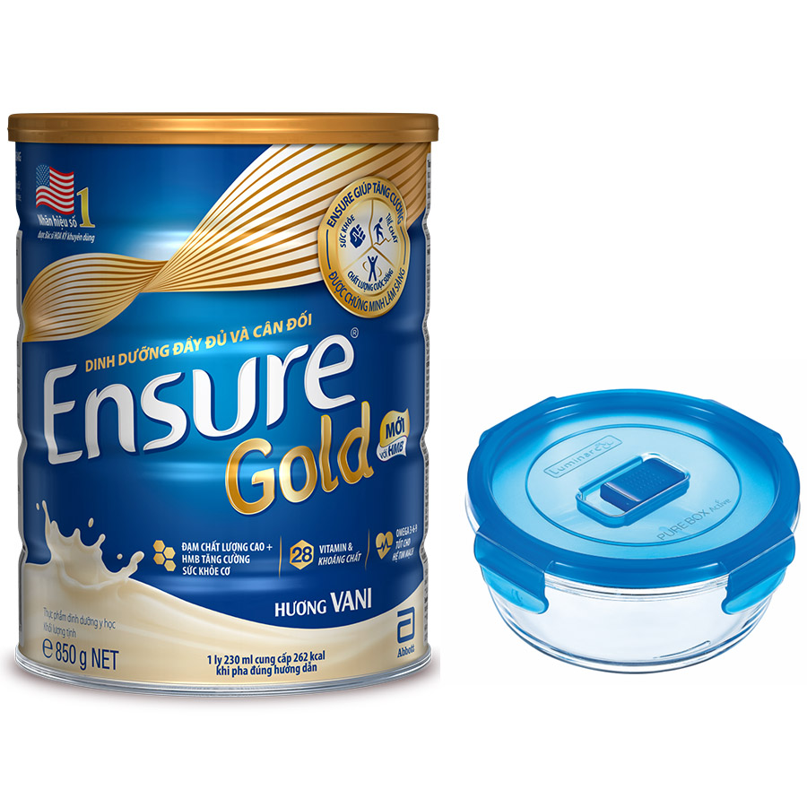 Sữa Ensure Vani 850g - Tặng 1 Thố Chịu Nhiệt Cao Cấp