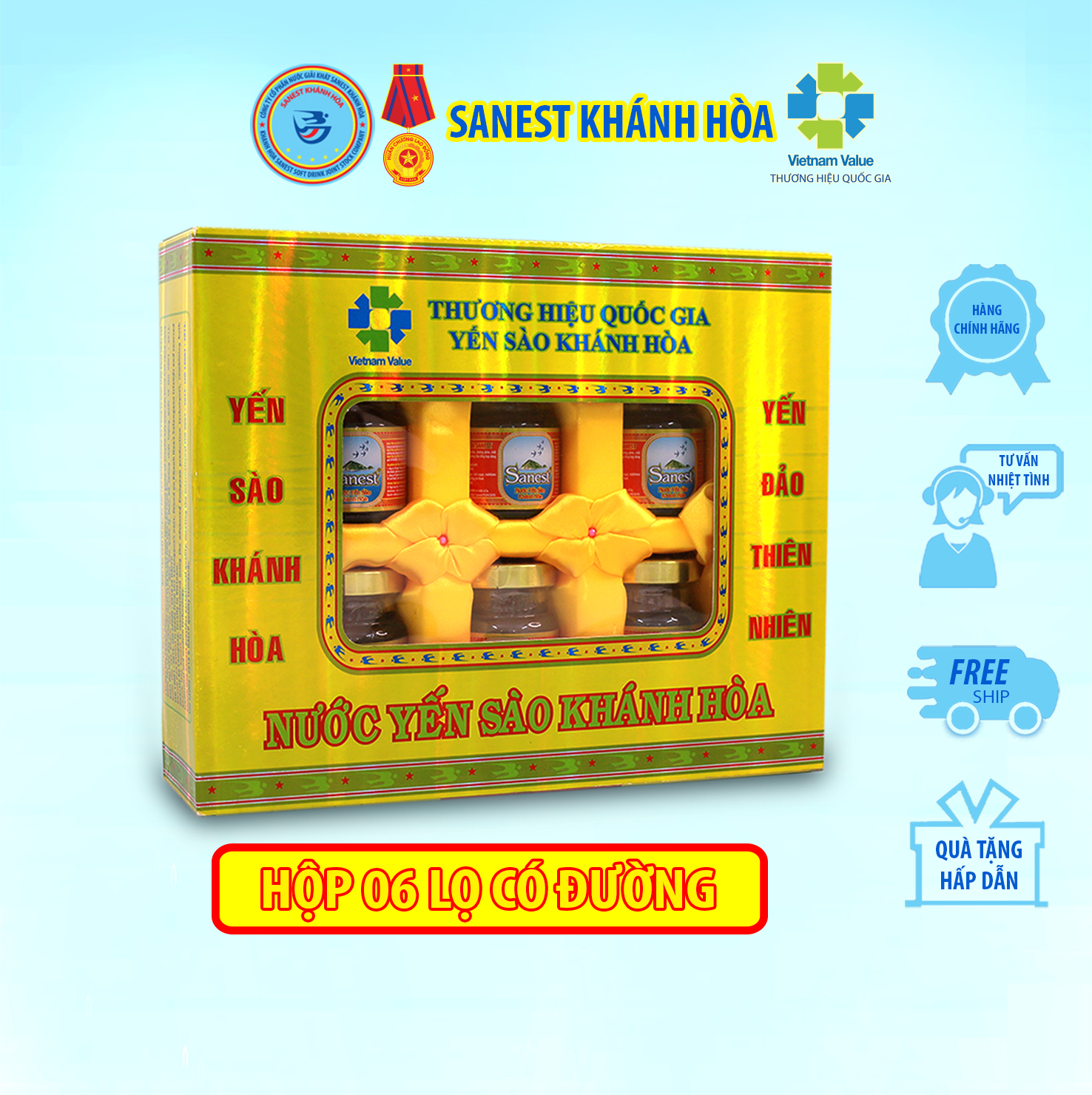 Nước Yến sào Khánh Hòa Sanest có đường lọ 70ml