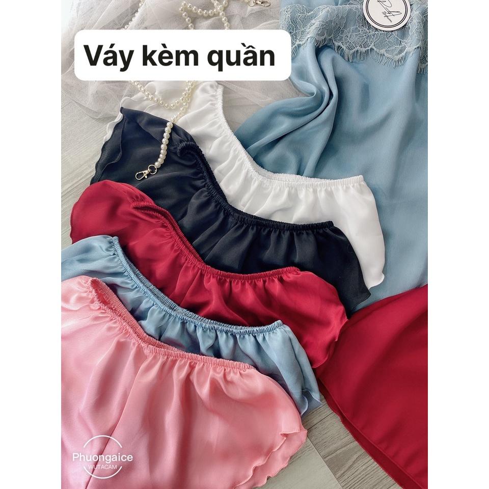 Đồ ngủ sexy,Váy ngủ 2 dây lụa satin quyến rũ cao cấp- Phuongaliceshop