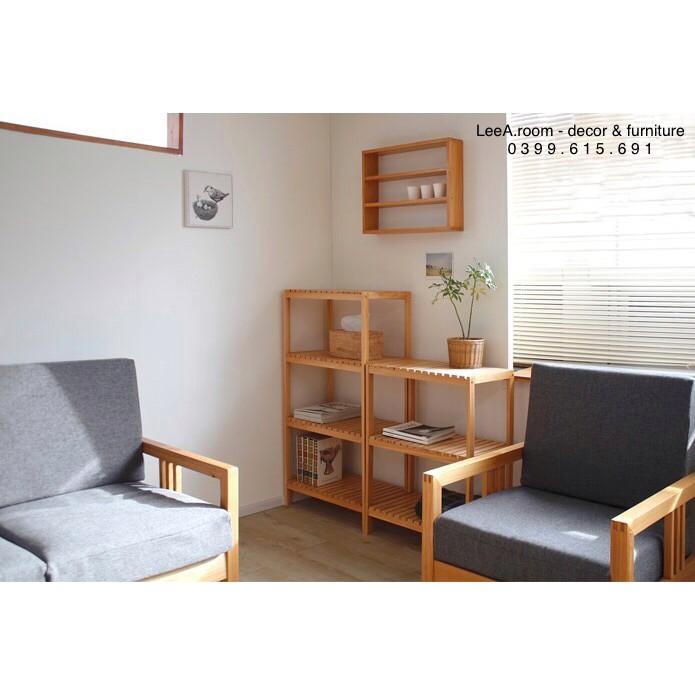 Combo Kệ Gỗ Trưng Bày / Kệ Lò Vi Sóng Cao Cấp Loại 3 Tầng Và 4 Tầng - Gỗ Tần Bì