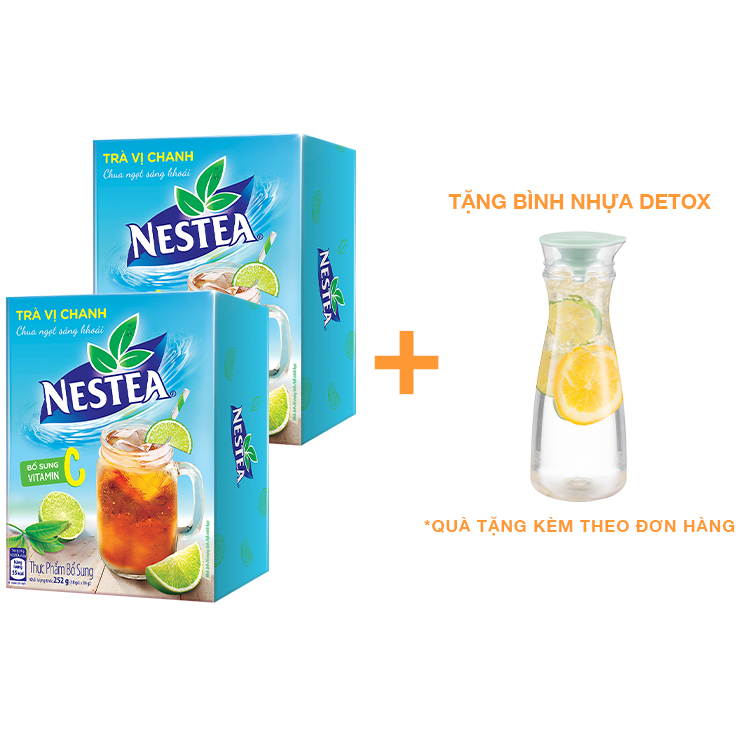 Combo 2 hộp trà vị chanh Nestea (Hộp 18 gói x 14g) [Tặng bình nhựa Detox]