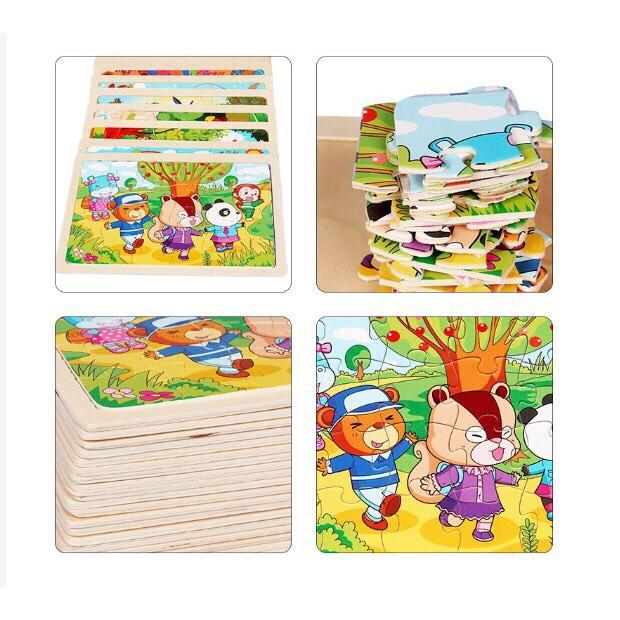 Đồ chơi Puzzle ghép hình 24 chi tiết - Tranh xếp hình gỗ cho bé 15x 22.5 cm