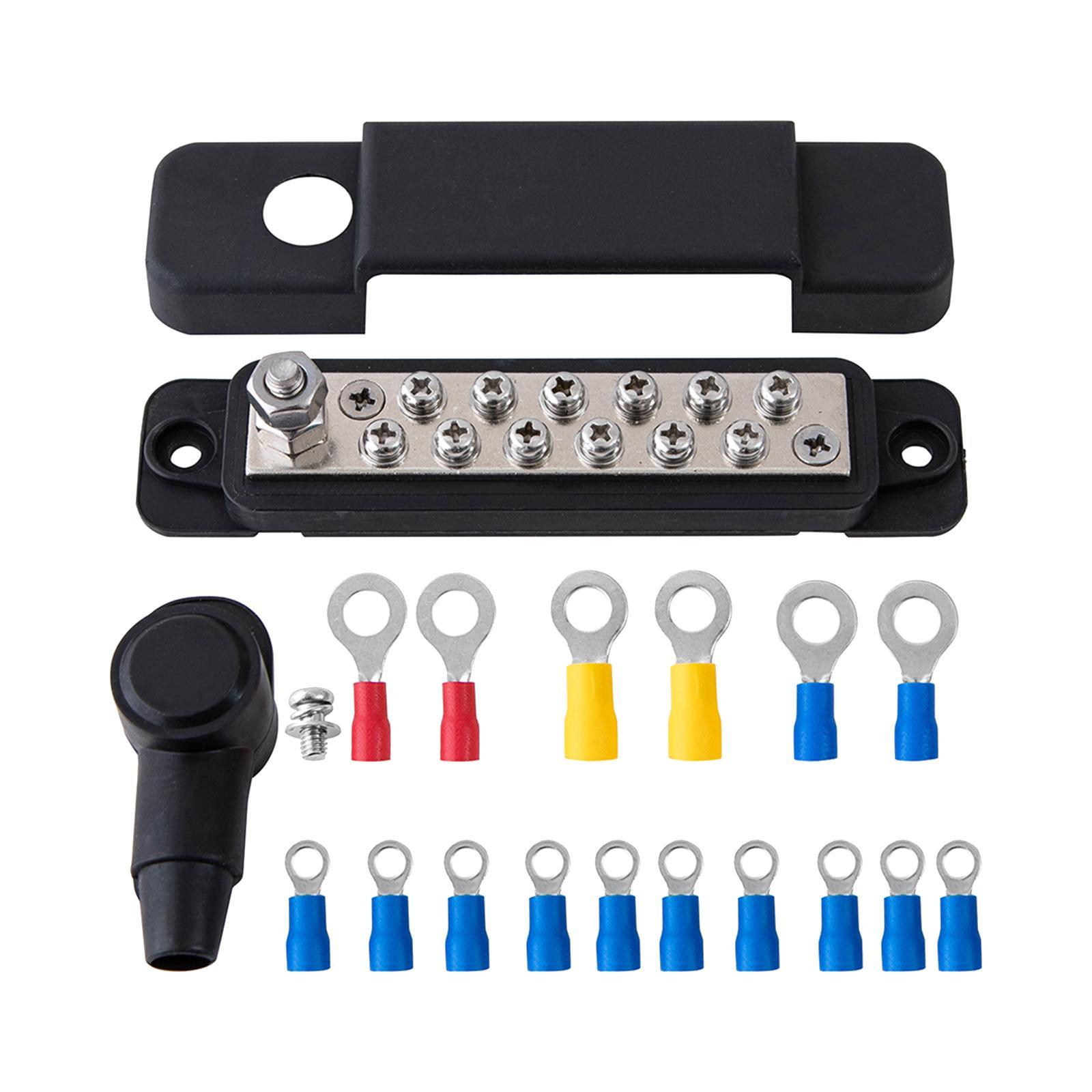 12 Terminal Power Distribution Block Bus Bar 48V Easy Installation 180 Amps Rating Marine Bus Bar for Yachts Automotive Solar Wiring RV