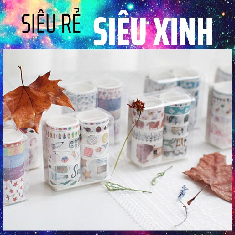 Set 10 cuộn băng dính trang trí - băng keo trang trí siêu đẹp trang trí scrapbook, sổ tay planner