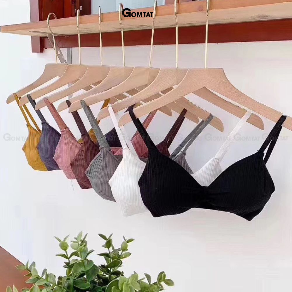 Áo bra thắt nơ 2 dây không gọng đệm mỏng siêu nâng ngực, áo lót nữ hở lưng chất cotton siêu thoáng khí - BRANO-003