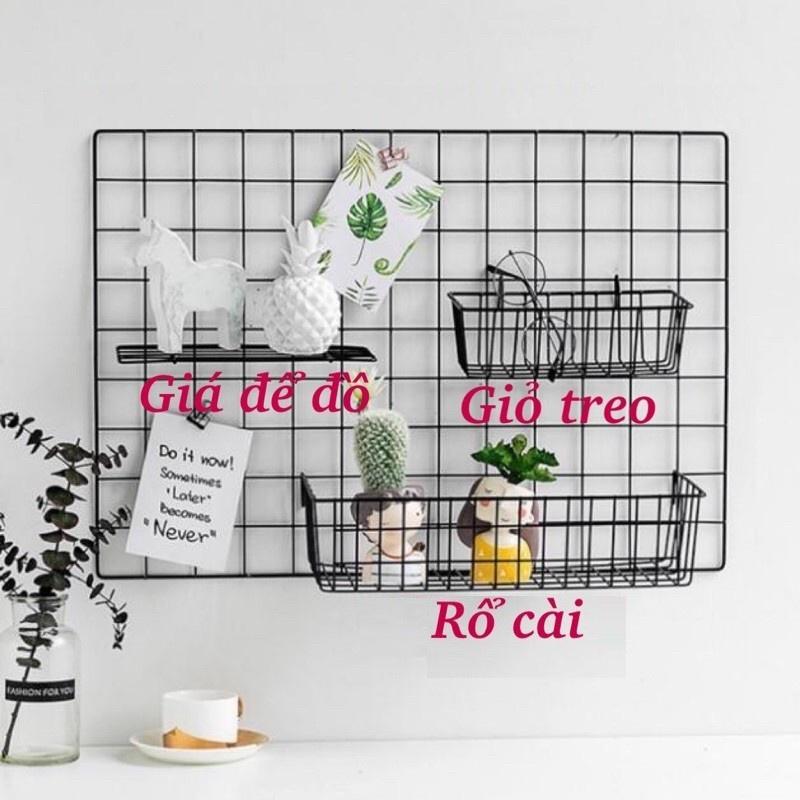 Giỏ Sắt Treo Đồ, Thanh Treo Đồ Trang Trí Lưới Treo Tường Decor Phụ Kiện Xinh Xắn