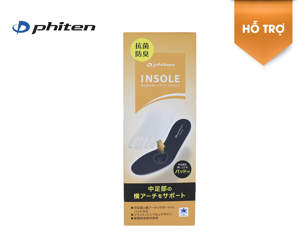 Lót giày hỗ trợ vòm chân Phiten Metax Insole Metatarsal Support TI465003/TI465004