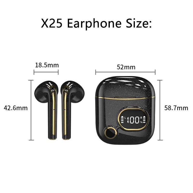 Tai Nghe Nhét Tai X25 TWS Bluetooth 5.2 Không Dây Âm Thanh Nổi Màn Hình LED Cảm Ứng Tiếng Ồn Phong Cách