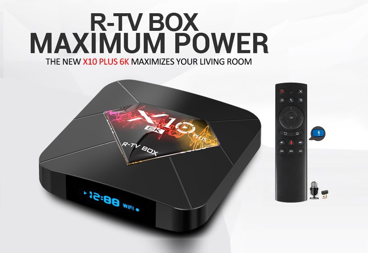 Android tivi R -tv box X10 Plus điều khiển cử chỉ và giọng nói android 9.0 Ram 4G Rom 32G - Hàng Nhập Khẩu