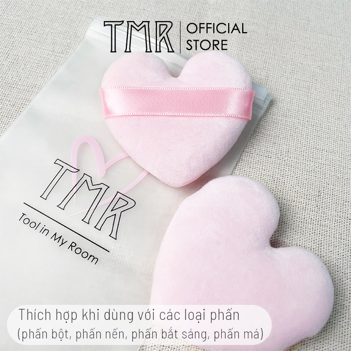 [Set 2] Bông Phấn Phủ Trái Tim TMR Love Pink Chất Liệu Cotton Cao Cấp, Đánh Phấn Nền/ Phấn Phủ Trang Điểm