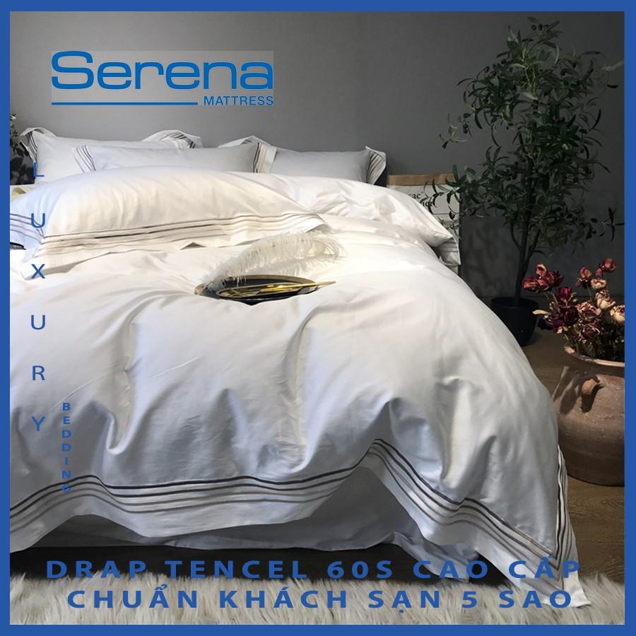 Bộ Chăn Ga Drap Ra Gối Nệm Đệm Lụa Tencel 60s SERENA Combo Ga Giường 5 món Tencel 60s Cao Cấp - Hệ Thống Nệm