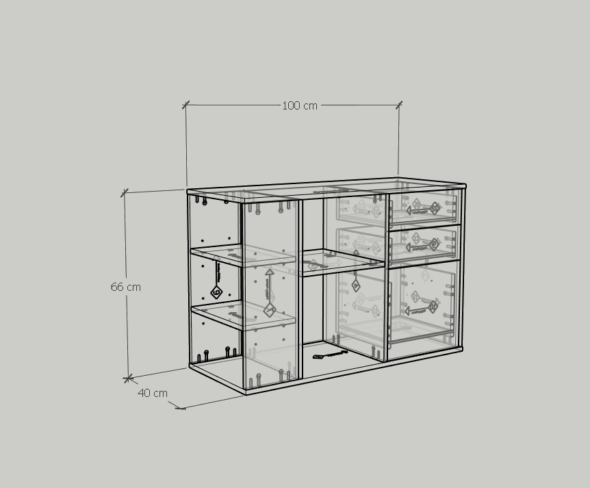 [Happy Home Furniture] COMFEE, Tủ đựng hồ sơ - kết hợp kệ sách ,  100cm x 40cm x 66cm ( DxRxC), THK_017