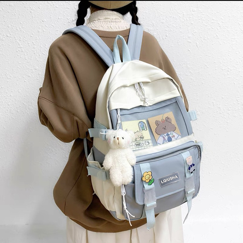 Balo nữ ulzzang Hàn Quốc đi học học sinh, sinh viên nhiều ngăn tiện dụng, vải mềm mại