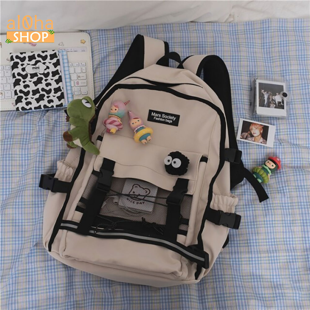 Balo - cặp sách B0171 Mars Society Ulzzang nhiều ngăn đi học, đi làm, du lịch, đựng laptop Unisex nam nữ - al0ha Shop