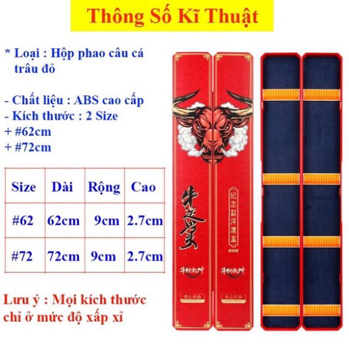 Sale to hot - Hộp Đựng Phao Câu Đài Cao Cấp Hộp Đựng Phao 2 Lớp 62cm - 72cm Hoạ Tiết Trâu Đỏ Chép Đen HP5 - sale - xả h