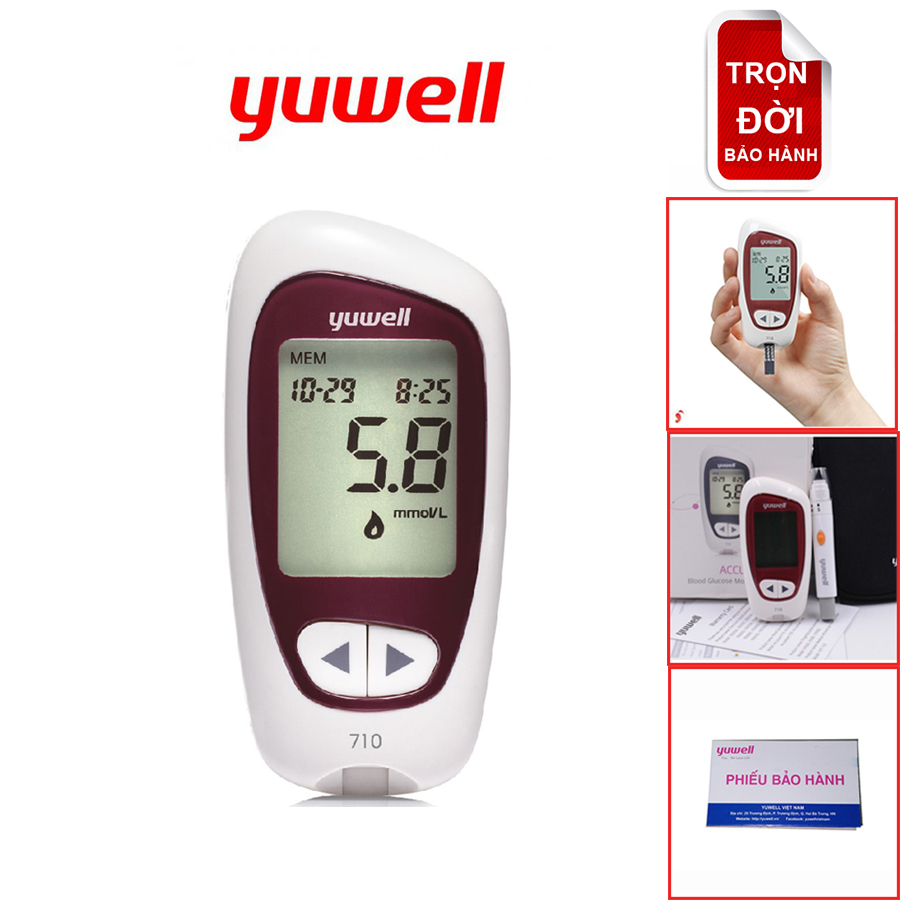 MÁY ĐO ĐƯỜNG HUYẾT/ TIỂU ĐƯỜNG CHÍNH HÃNG YUWELL ACCUSURE 710 KÈM BÚT LẤY MÁU THỬ ĐƯỜNG HUYẾT