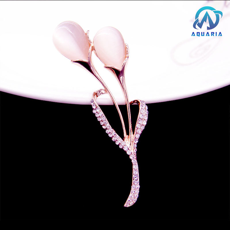 Trâm Cài Áo Nữ Quà Tặng Hoa Tulip Đính Đá Trang Nhã Sang Trọng