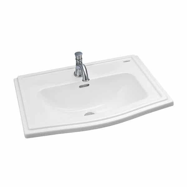 Chậu rửa lavabo dương vành TOTO LW781CJ. Công nghệ men sứ Cefiontect siêu bền và chống khuẩn -Vật liệu xây dựng Big H